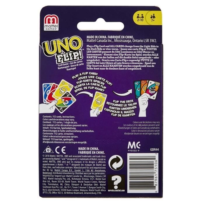 Mattel Games - Uno Flip Side - Jeu de cartes Familles - 7 ans et + GDR44