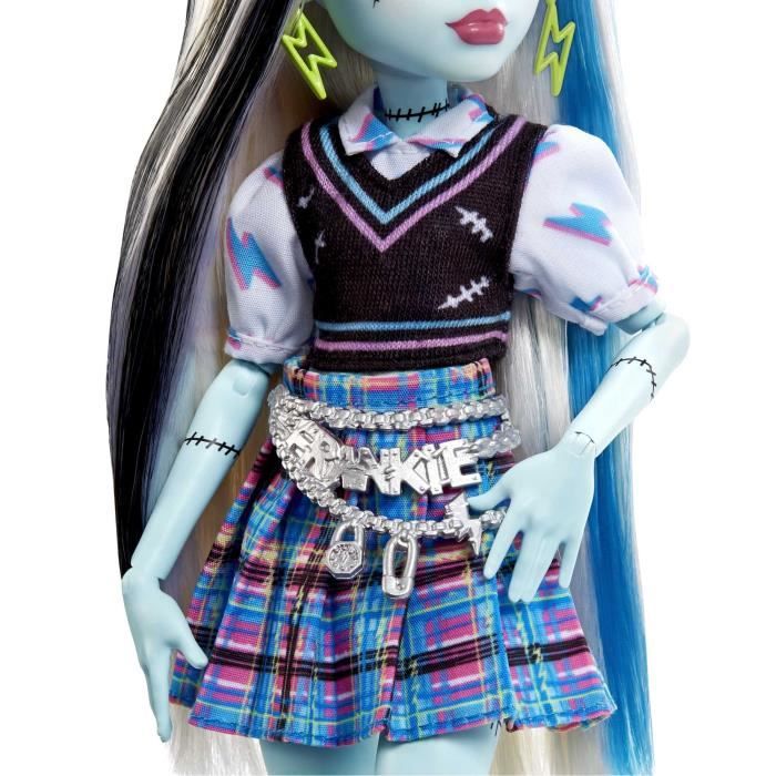 Monster High-Frankie Stein-Poupée avec animal, cheveux noirs et bleus HHK53