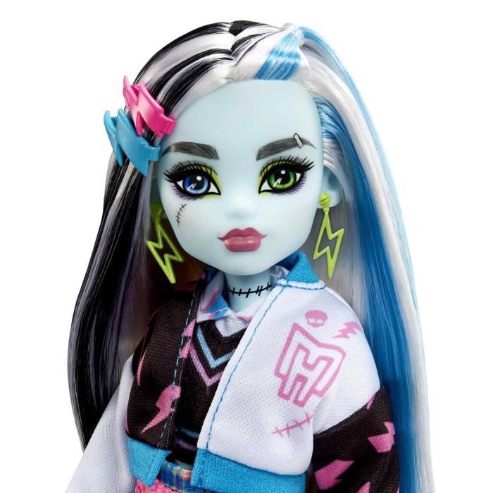 Monster High-Frankie Stein-Poupée avec animal, cheveux noirs et bleus HHK53