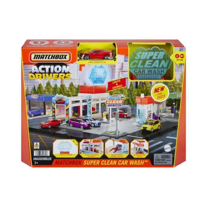 Matchbox-Station de Lavage Super Clean-Coffret avec 1 voiture Matchbox HNJ54