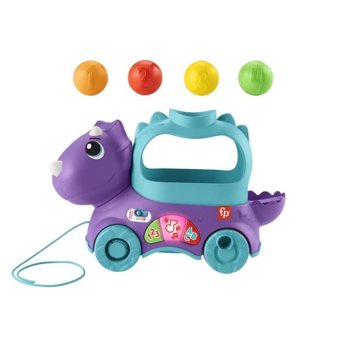 Fisher-Price-Lance-Balles-Tricératops a tirer et jouet musical HNR56