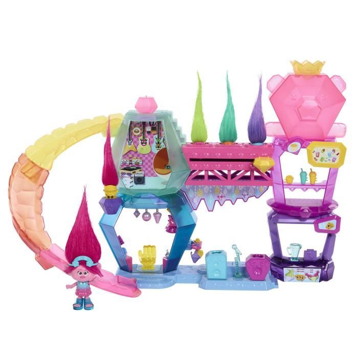 DreamWorks-Les Trolls 3-Coffret Mont Rageous, poupée et accessoires HNF24