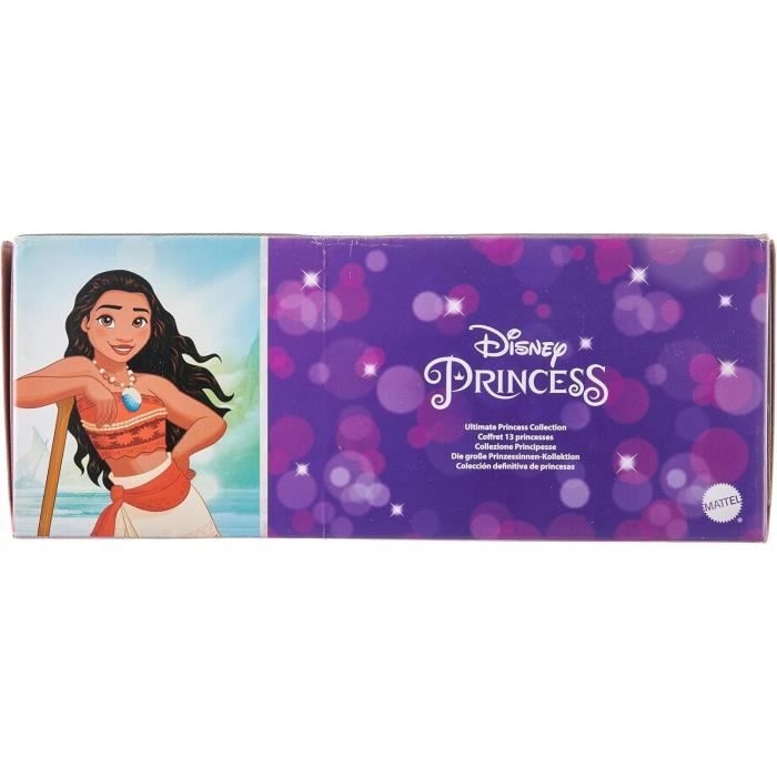 Mattel Disney Coffret Princesses Étincelantes avec 13 poupées avec habillage scintillant et accessoires, Des 3 ans, HPG74