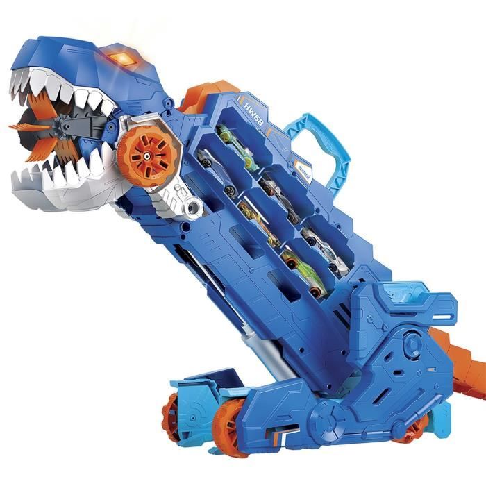 Hot Wheels City-Transporteur T-Rex pour +20 voitures, piste de course HNG50