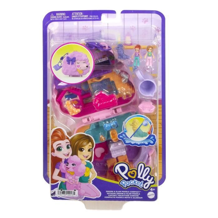 Polly Pocket-Coffret Toilettage Caniche 2 figurines et 12 accessoires HKV35