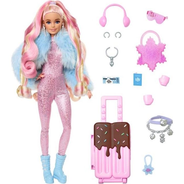 Barbie-Barbie Extra Cool-Poupée voyage en tenue d'hiver HPB16