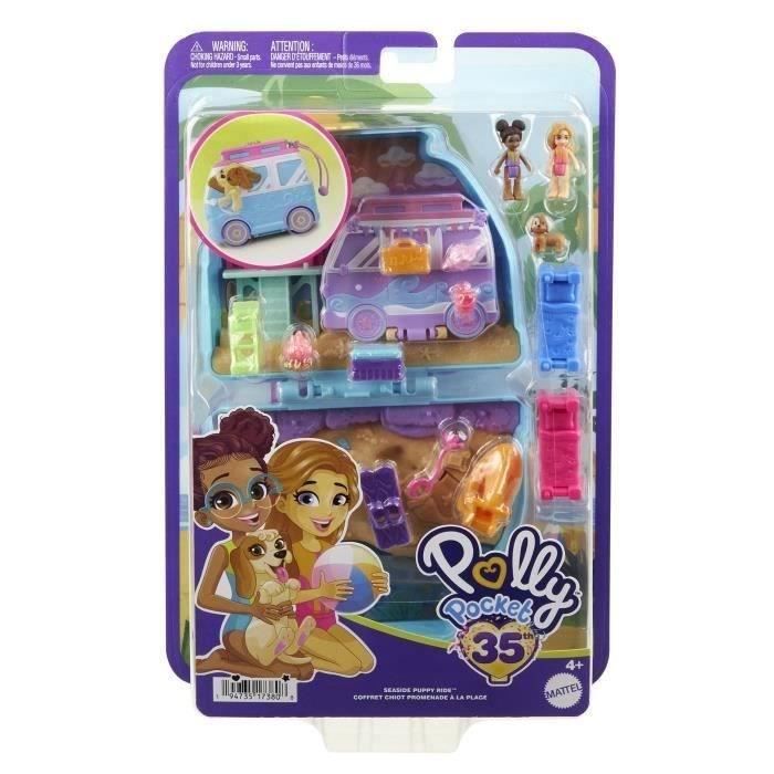 Polly Pocket-Chiot a la Plage-Coffret et figurines, jouet de voyage HRD36