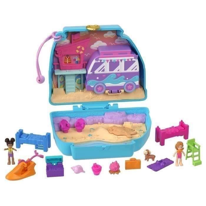 Polly Pocket-Chiot a la Plage-Coffret et figurines, jouet de voyage HRD36