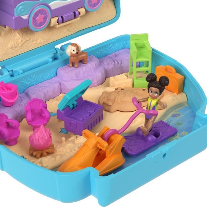 Polly Pocket-Chiot a la Plage-Coffret et figurines, jouet de voyage HRD36