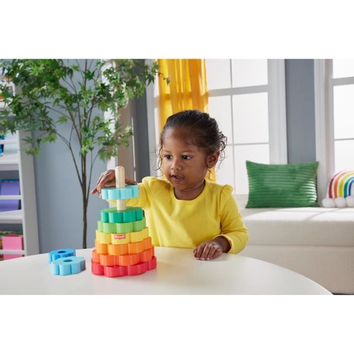 Fisher-Price-Empileur d'Anneaux avec 10 pieces en bois HXT77