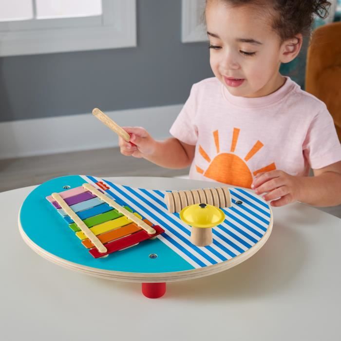 Fisher-Price-Table musicale en bois avec instruments de percussion HXT91