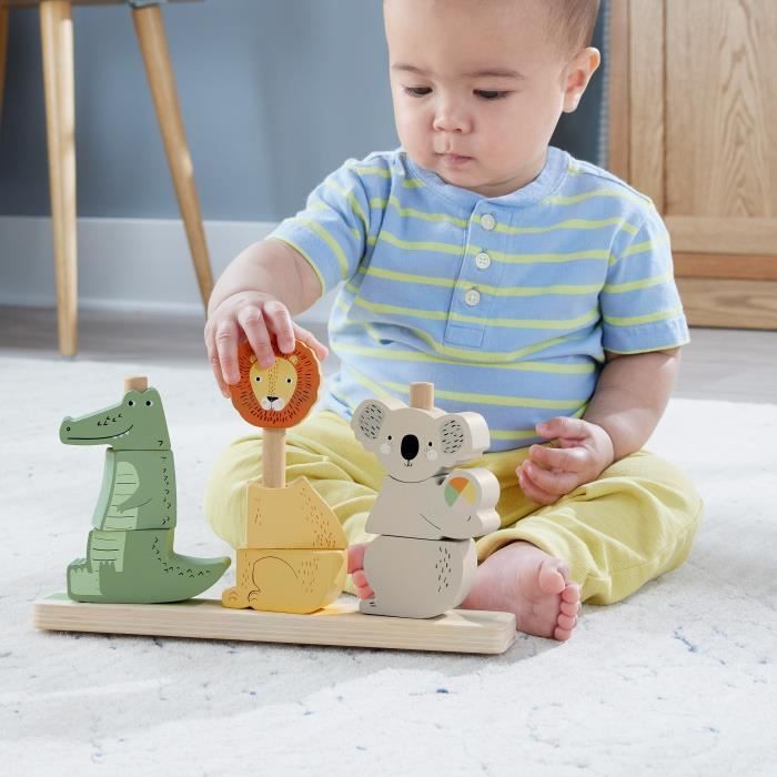 Fisher-Price-Animaux en Bois a Empiler et Trier, 10 pieces HXV04