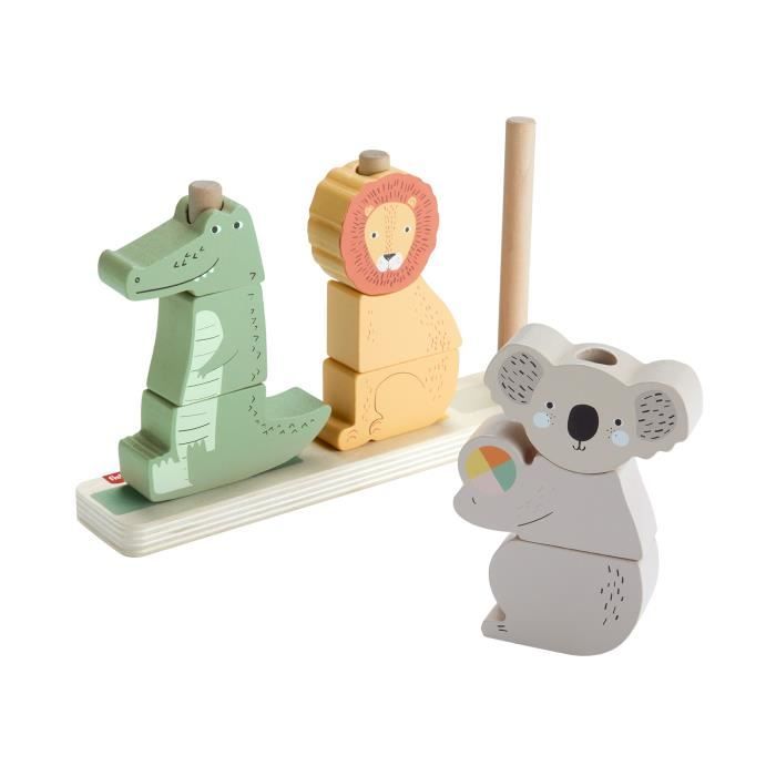 Fisher-Price-Animaux en Bois a Empiler et Trier, 10 pieces HXV04