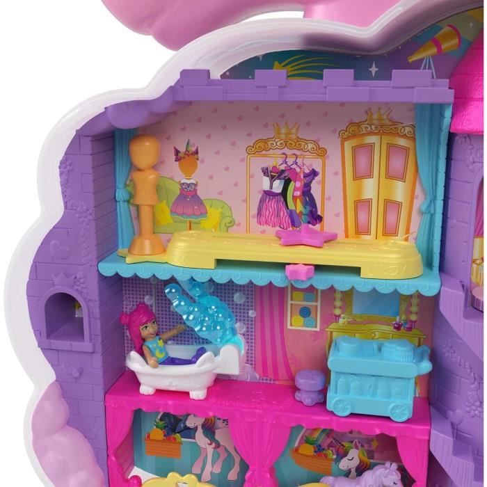 Polly Pocket-Licorne Arc-en-ciel-Coffret 2 poupées et tete a coiffer HYD97