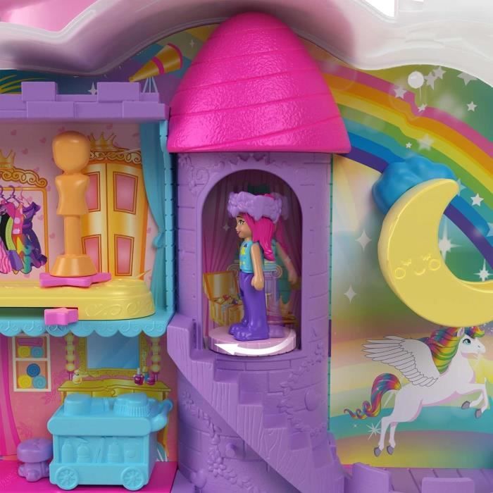 Polly Pocket-Licorne Arc-en-ciel-Coffret 2 poupées et tete a coiffer HYD97