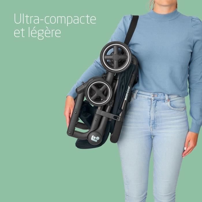 MAXI-COSI Poussette canne ultra compacte Lara 2, de la naissance a 4 ans, jusqu'a 22 kg, pliage facile, Essential Graphite