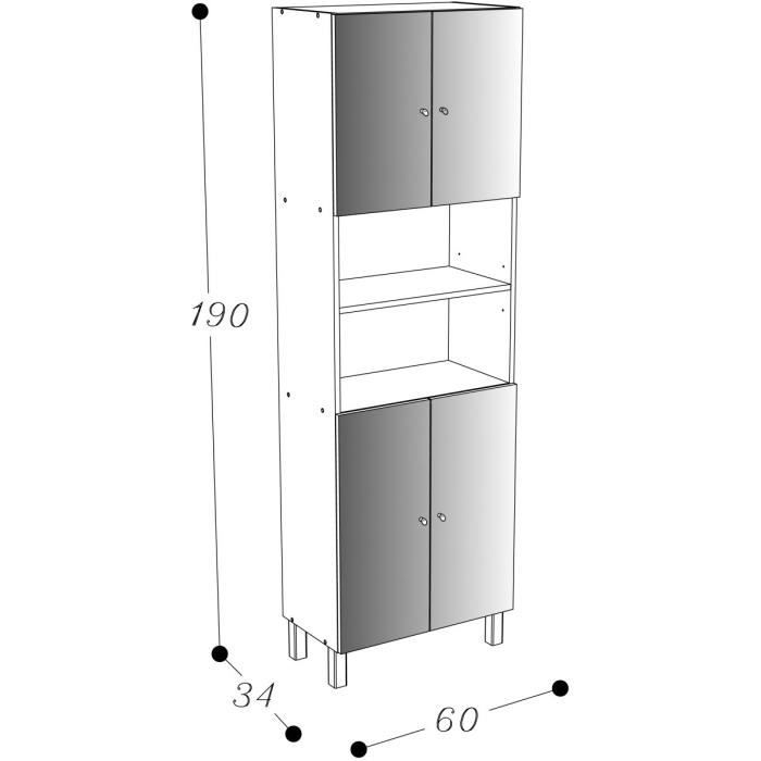 CORAIL Armoire de salle de bain L 60 cm - Blanc laqué