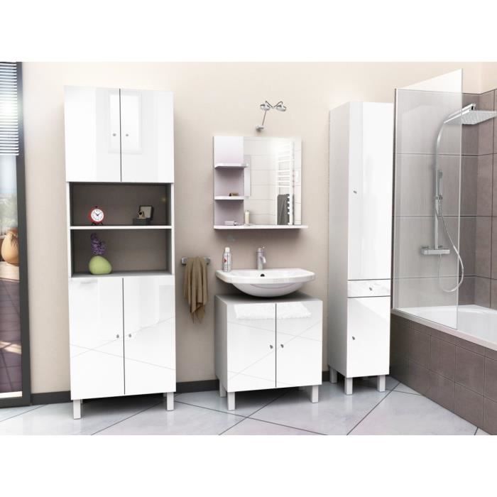 CORAIL Armoire de salle de bain L 60 cm - Blanc laqué