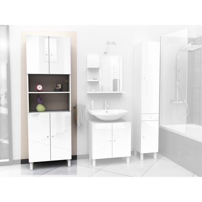 CORAIL Armoire de salle de bain L 60 cm - Blanc laqué