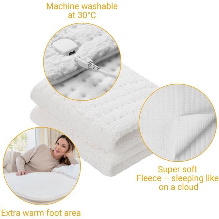 Surmatelas chauffant extra moelleux en polaire - MEDISANA - HU 672 - Chauffe-lit - 4 reglages - 3 minuteries - Lavable