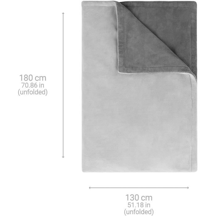 Couverture chauffante MEDISANA HDW - XL 180x130cm - Ultra douce - Réversible - Lavable