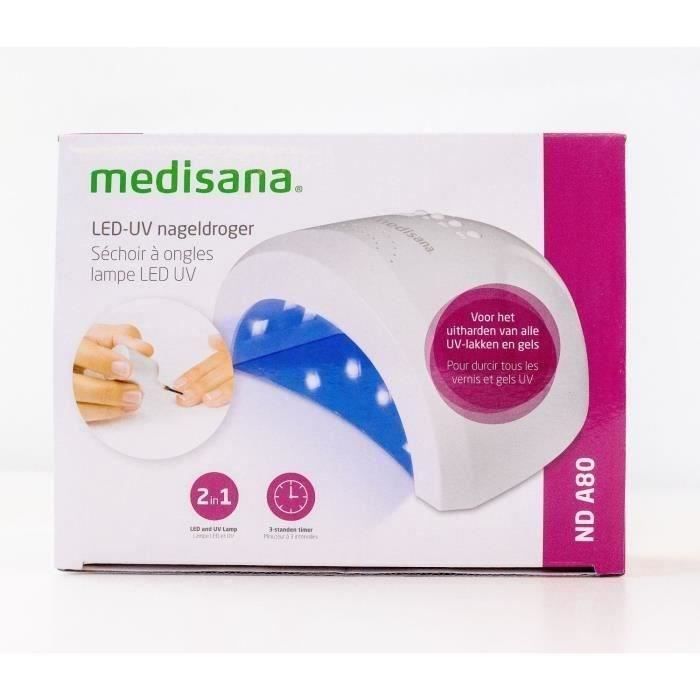 Lampe UV ongle LED - MEDISANA - ND A80 - 2 en 1 pour tous gels et vernis UV - Minuteries - 2 intensités - Auto off