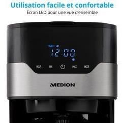 Cafetiere filtre programmable avec carafe - MEDION - MD 18458 - isotherme - 900W - 1,2 L