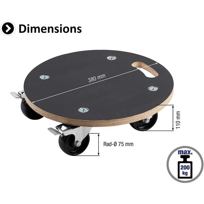 MEISTER Chariot de manutention a roulettes 380 mm 200 kg