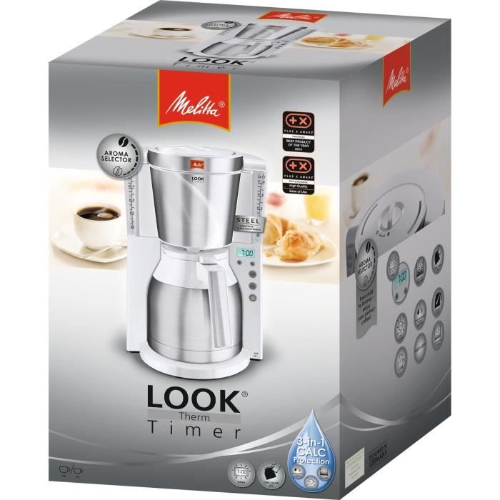 Cafetiere - MELITTA - Look IV Therm Timer 1011-15 - Programmable - AromaSelector - Verseuse isotherme - Blanc