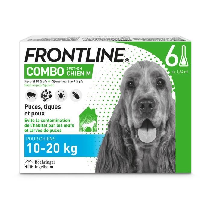 FRONTLINE Combo Chien M - 10 a 20 kg - 6 Pipettes - Puces tiques et poux