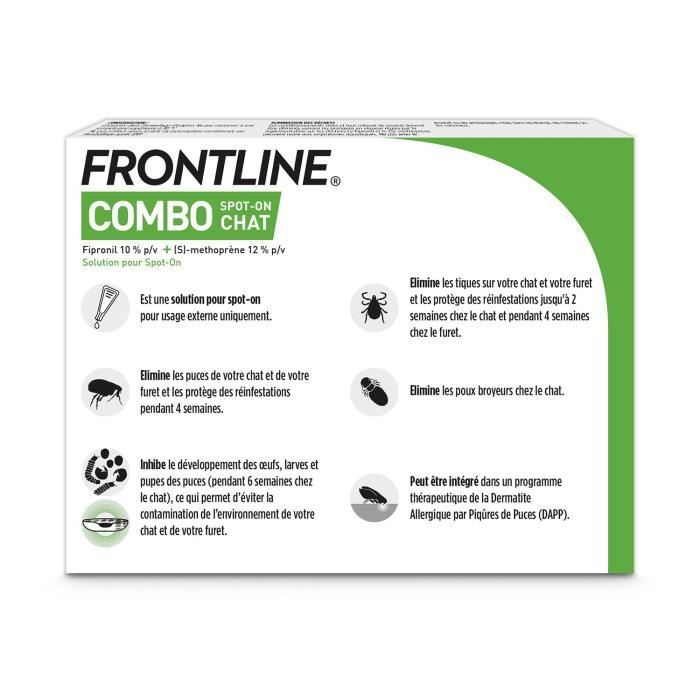 FRONTLINE Combo Chats et Furets - 6 pipettes - Puces tiques et poux