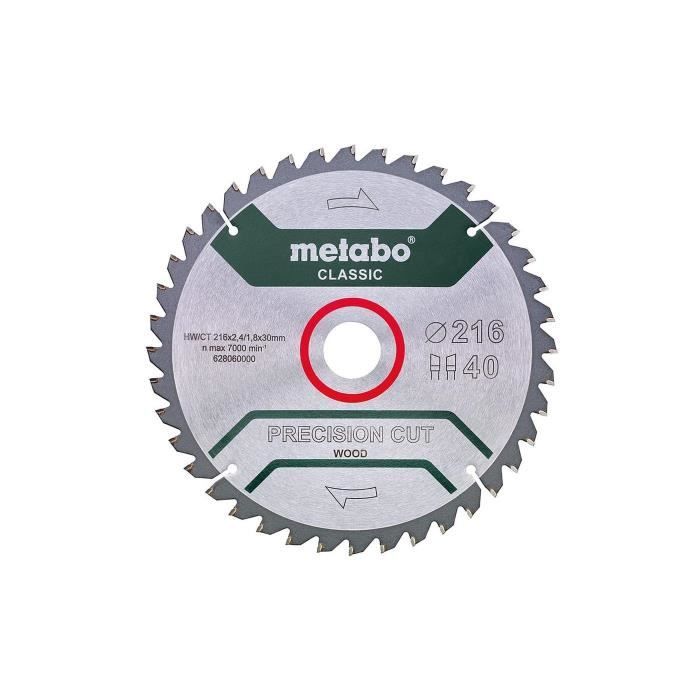 Metabo Lame de scie circulaire HW/CT 216 x 30 x 2,4/1,8