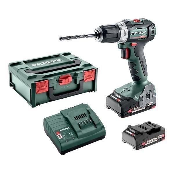 Pack Perceuse visseuse Compacte brushless sans fil 18V 55Nm mandrin 13mm+ 2 batteries 2Ah + chargeur + Metabox145 -METABO- BS18LBL