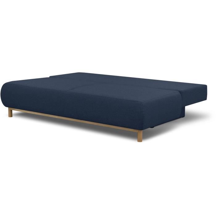 Banquette convertible 3 places MIKA - Tissu bleu foncé - Coffre de rangement - L 192 x H 84 x P 93 cm