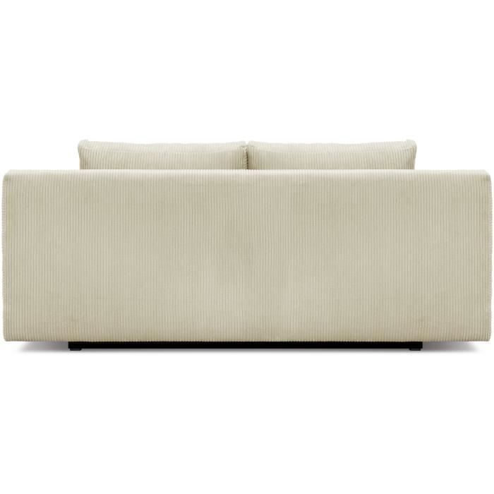 Banquette convertible 3 places MIKA - Velours côtelé Beige - Coffre de rangement - L 192 x H 84 x P 93 cm