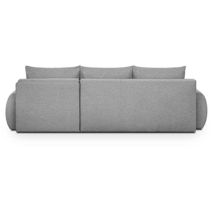 Canapé d'angle droit convertible MILO 4 places - Tissu gris - Coffre de rangement - L 264 x H 84 x P 99/145 cm