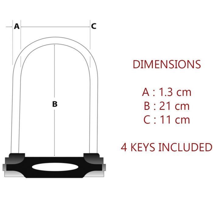 MASTER LOCK Antivol Vélo U [A Clé] [Support de Vélo Universel] [Antivol Certifié] [Rouge] 8195EURDPROCOLR