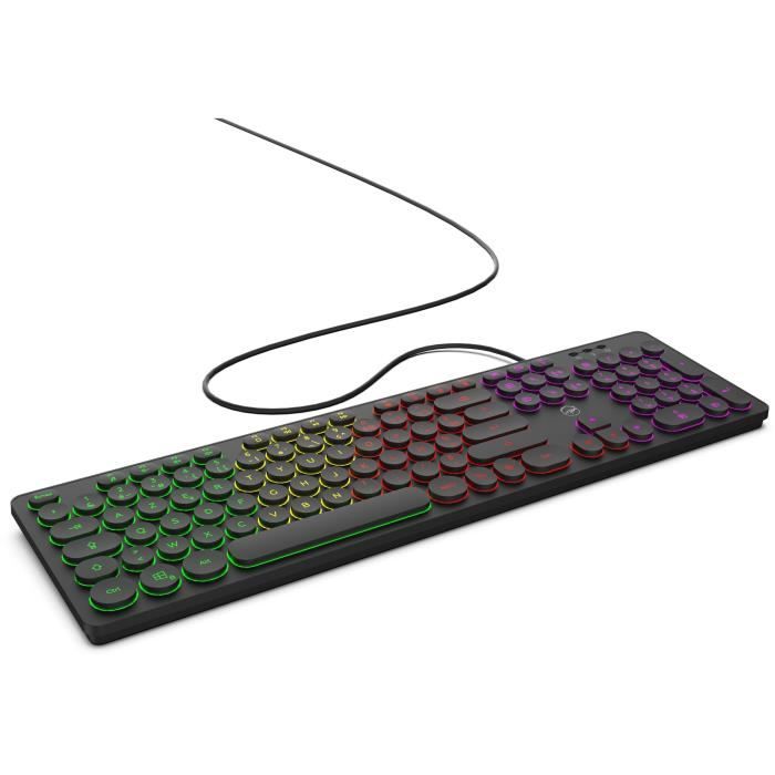 Clavier filaire RGB - MOBILITY LAB - ML306858 - AZERTY - Rétro-éclairage multicolore - Touches rondes