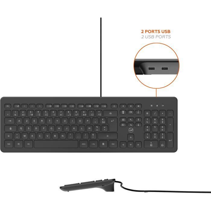 MOBILITY LAB ML304250 - Clavier PC Business Filaire avec 2 hub USB intégré - Noir