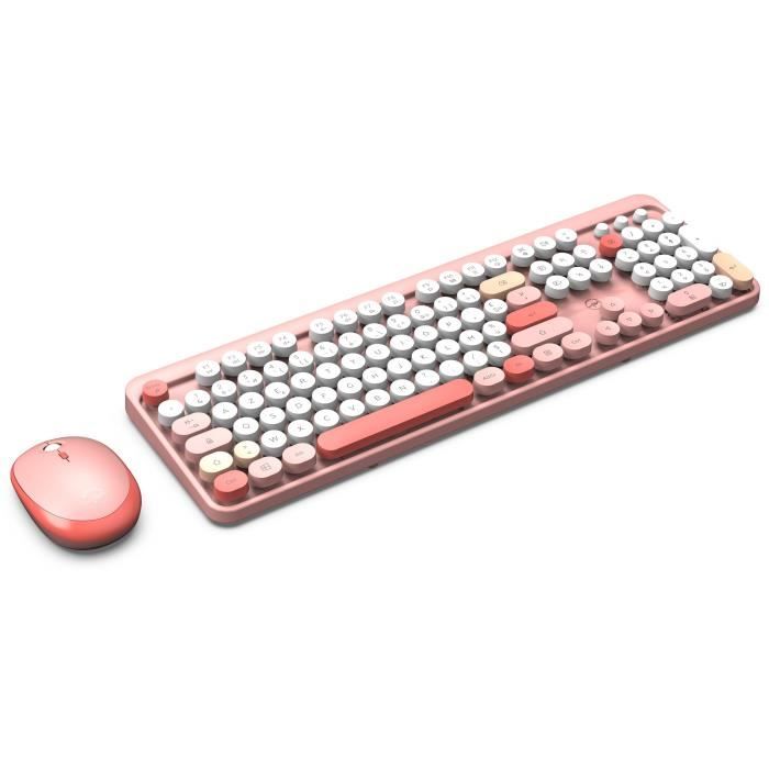 Combo sans fil clavier + souris - MOBILITY LAB - Pure Color - Rose - Design ergonomique - Frappe discrete