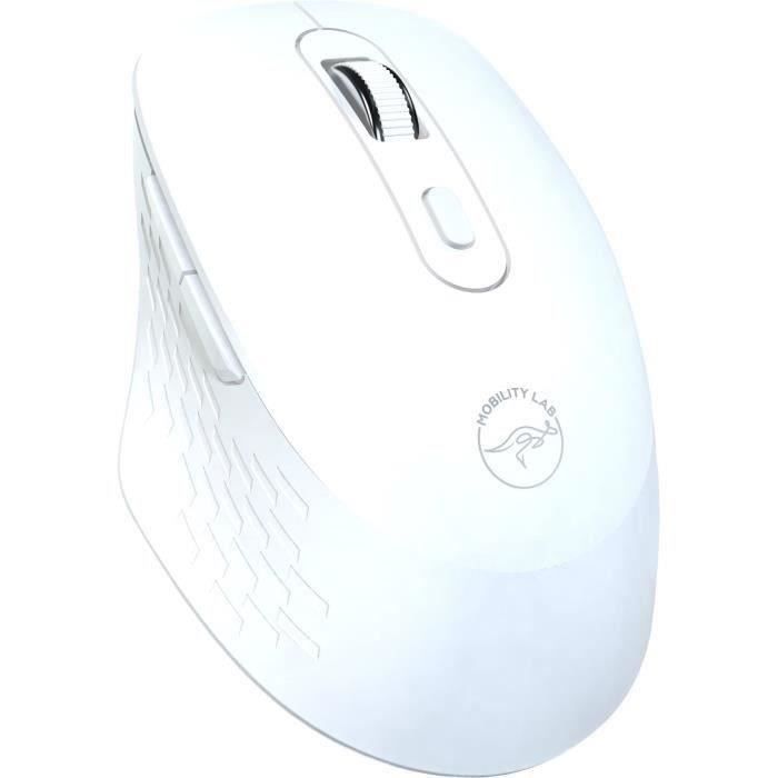 Souris sans fil - MOBILITY LAB - Omega - Bluetooth et récepteur 2,4GHz - Blanc - Clics silencieux - Précision réglable