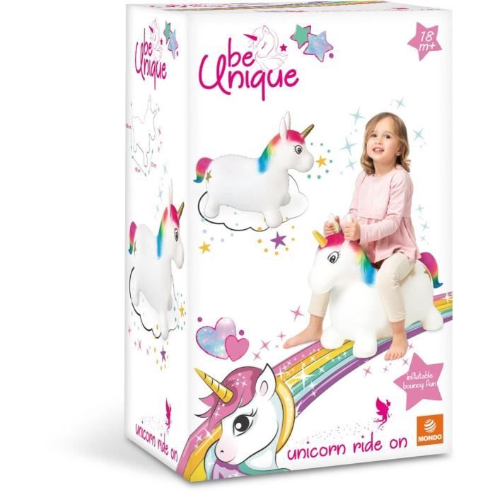 Ballon sauteur Licorne MONDO - PVC - Longueur 65cm - Pour enfants des 18 mois