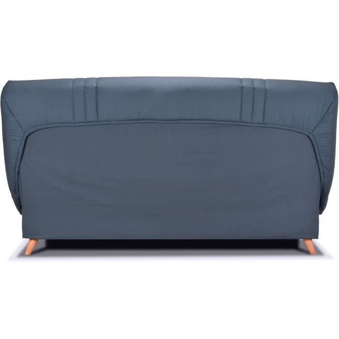 COMFORT BULTEX Banquette clic - Tissu bleu + Coussins déco jungle - L193 x P95 x H101- MONA