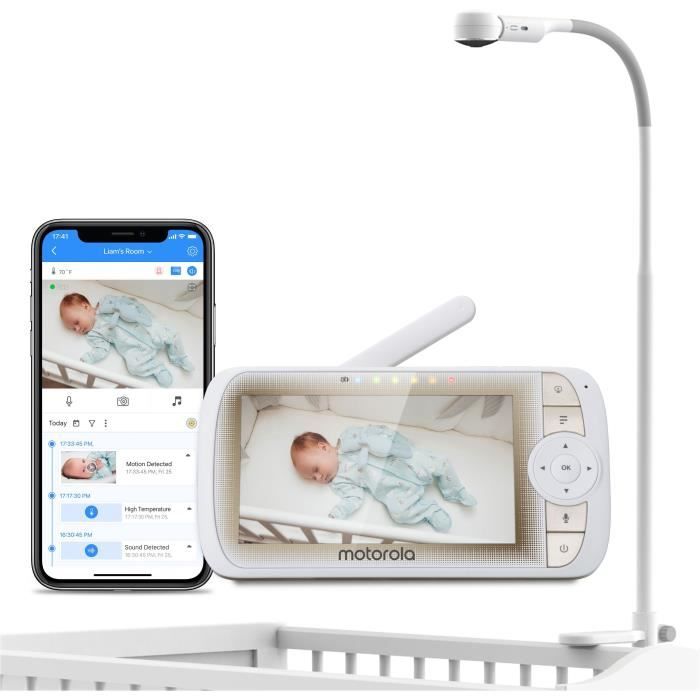 Ecoute bébé VM 65 CONNECT 2EN1 WIFI SUR TEL + VIDEO ECRAN 5 avec pied LIT  VISION GRAND ANGLE  -Temperature - T-Walkie