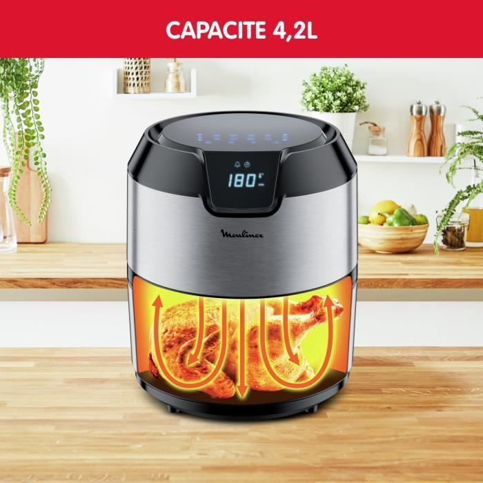 MOULINEX Easy Fry Digital, Friteuse sans huile, Capacité XL 4,2 L, Ecran tactile, 8 menus préprogrammés, air fryer EZ401D10