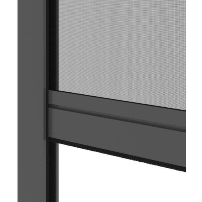 Moustiquaire de fenetre L160 x H170 cm en aluminium  gris anthracite - Recoupable en largeur et hauteur