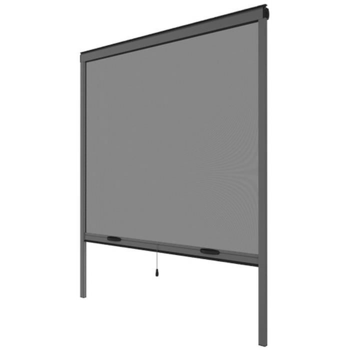 Moustiquaire de fenetre L160 x H170 cm en aluminium  gris anthracite - Recoupable en largeur et hauteur