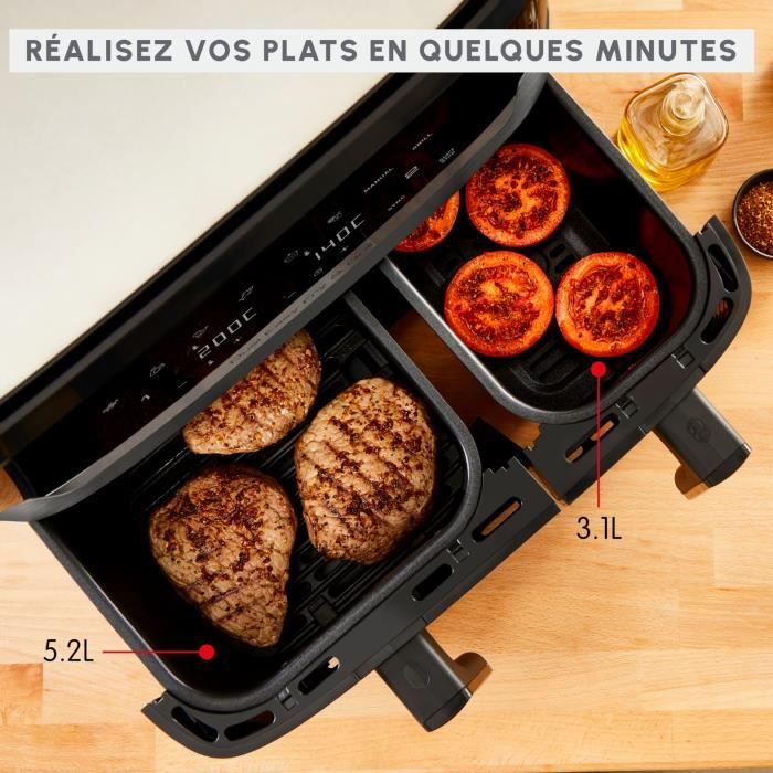 MOULINEX Friteuse sans huile + Grill 8,3L, 2 tiroirs, 8 programmes, Economie d'énergie, air fryer, Dual Easy Fry&Grill EZ905B20