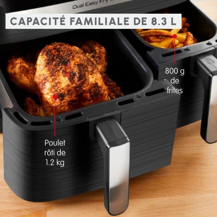 MOULINEX Friteuse sans huile + Grill 8,3L, 2 tiroirs, 8 programmes, Economie d'énergie, air fryer, Dual Easy Fry&Grill EZ905B20