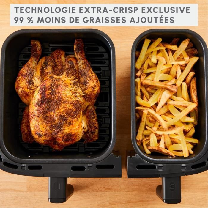 MOULINEX Friteuse sans huile + Grill 8,3L, 2 tiroirs, 8 programmes, Economie d'énergie, air fryer, Dual Easy Fry&Grill EZ905B20